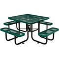 Global Equipment 46" Square Outdoor Steel Picnic Table, Expanded Metal, Green 277151GN